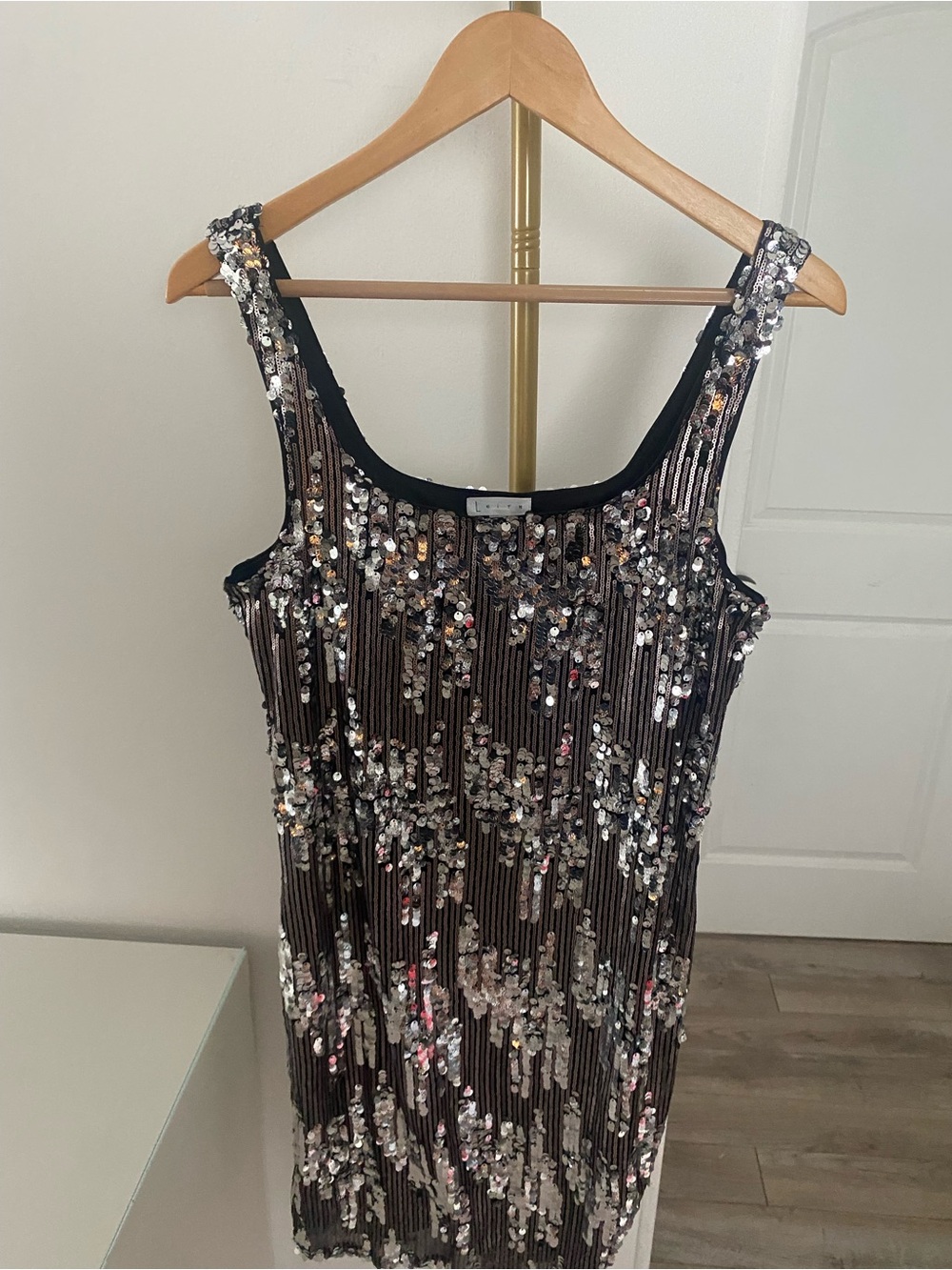 Leith Black Sequin Mini Dress